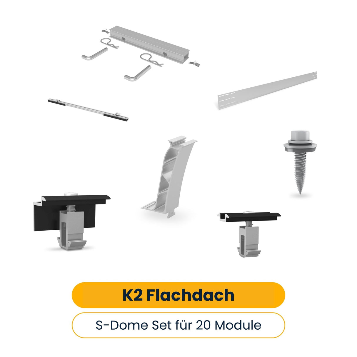 [NEU] K2 S-Dome Flachdach Set für 20 Module (für Südausrichtung)