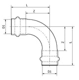 Bogen B-press  22mm  90 Grad Kupfer P5002 [10 Stück]