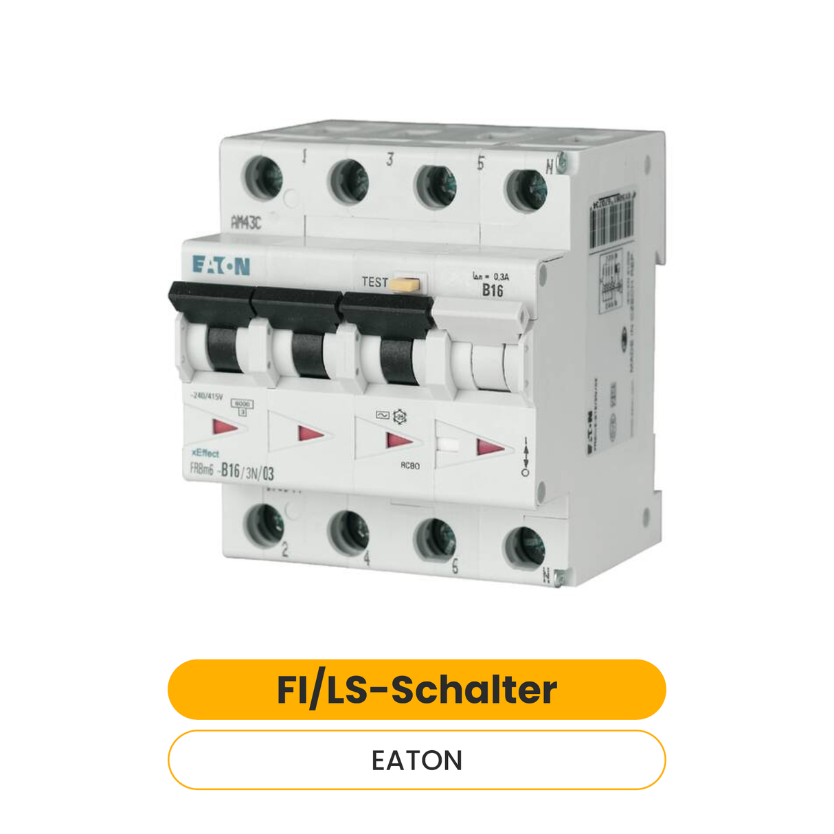 Eaton FI/LS Schalter (3-polig 6kA 16A 30mA Typ A)