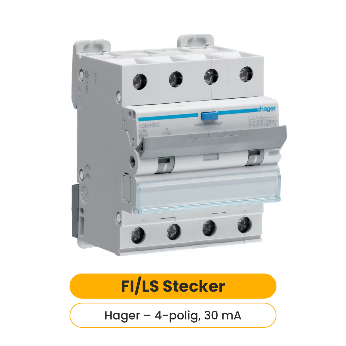 Hager FI/LS Schalter (4-polig 6kA B-16A 30mA Typ A)