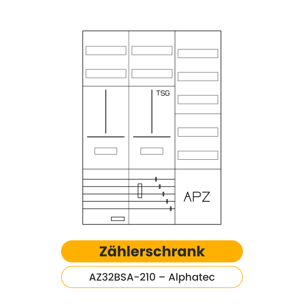 Alphatec Zählerschrank, dreireihig (AZ32BSA-210)