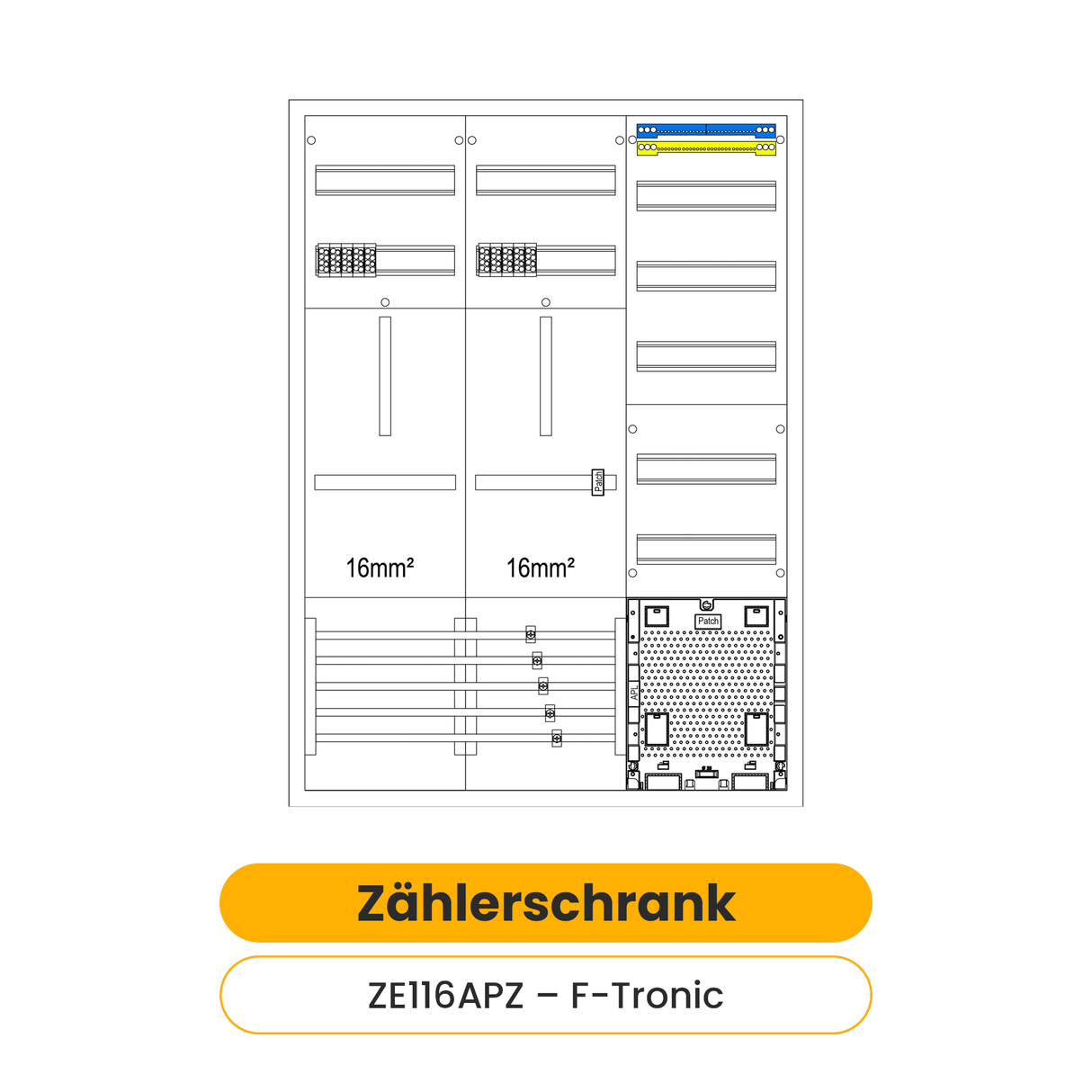 F-Tronic Zählerschrank, dreireihig (ZE116APZ)